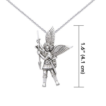 Silver Archangel Michael Pendant and Chain Set TSE732 - Jewelry